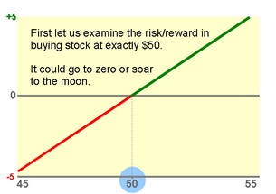 In a portfolio the stock price can go to zero or to the moon